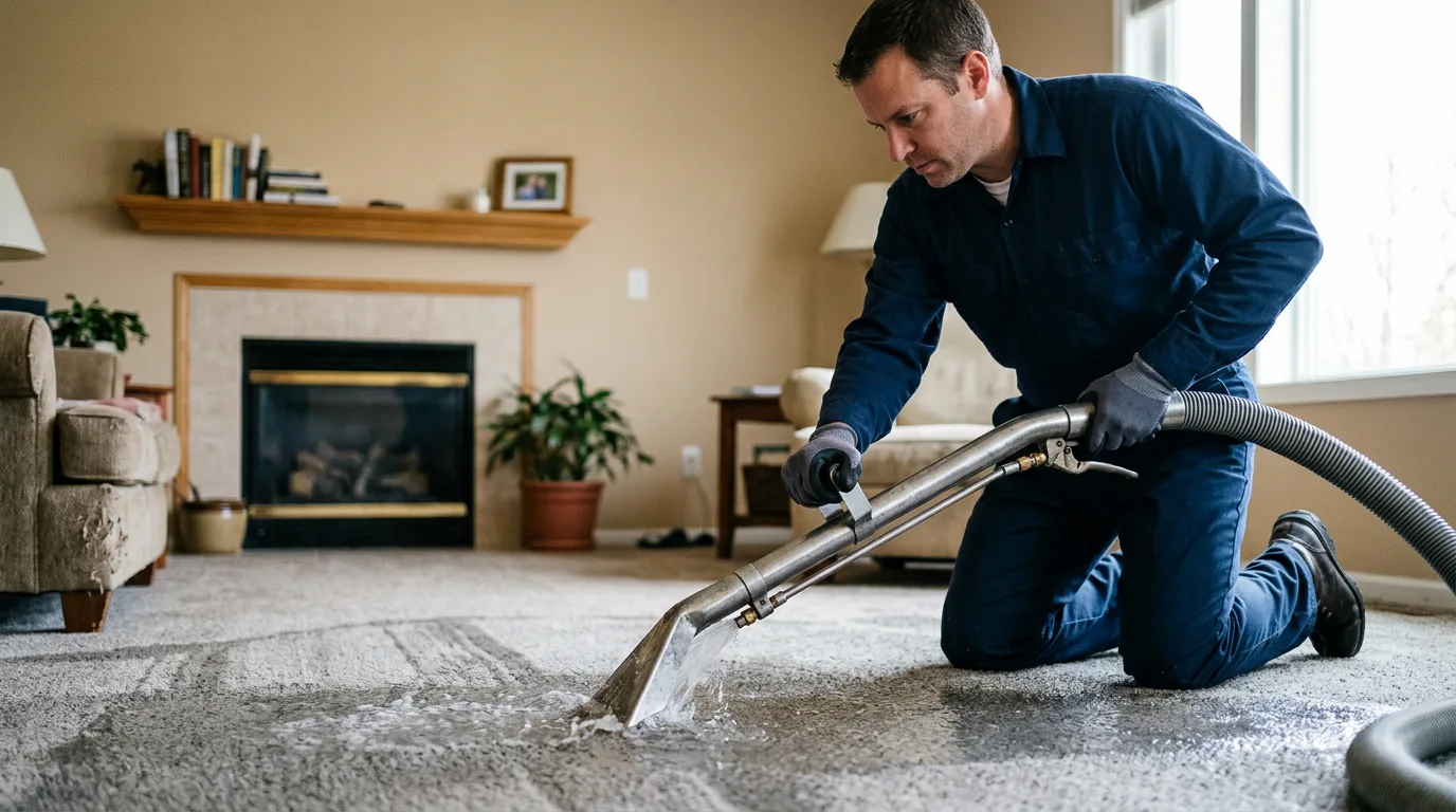 Water damage restoration technician working near New Liberty, KY